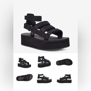 Teva Women's Black Strappy Platform Sandals